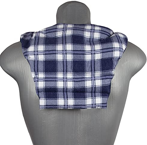 Nackenhörnchen mit Rückenteil. Flanell karo-blau. Rapssamenkissen. Nackenkissen. Rücken Wärmekissen. Rapskissen