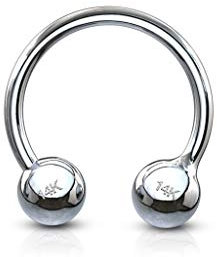 Paula & Fritz® Piercing-Ring Ohr-Piercings Hufeisen 14 Karat Echt-gold Weißgold Helix Nostril Lippe Nase Brust Septum Chirurgenstahl Kugel-n 1,2-mm 8-mm