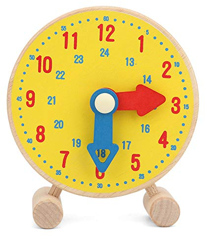 Holzuhr Spielzeug, Kinder Zahlen Uhr Modell Spielzeug Kleinkind Lernzeit Spielzeug für Kinder über 3 Jahre alt