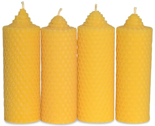 Figura Santa® Bienenwachskerzen Adventskerzen 4er Set Kerzen Adventskranz Stumpenkerzen aus 100% Bienenwachs-Platten Weihnachtskerzen | Größe: 10x4 cm lange Brennndauer ca. 7 h