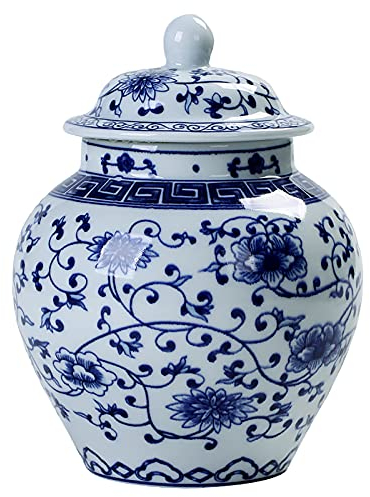 Wddwymll Jarrón de Porcelana Azul y Blanca 13×18.8cm,Jarrones Decorativos Modernos,Estilo de China Ming,Florero de Cerámica Jarrón