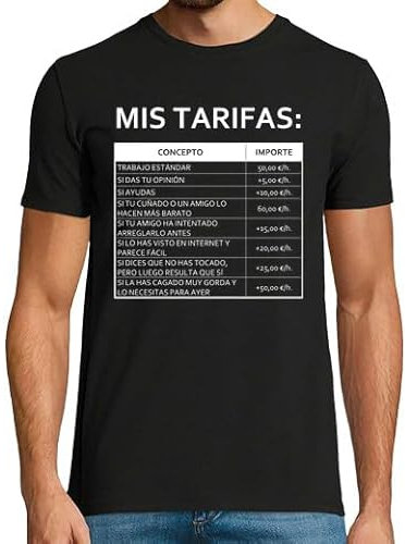 latostadora Camiseta Manga Corta Mis Tarifas Fondo Oscuro para Hombre - Negro 4XL - Ref. 1463958-P