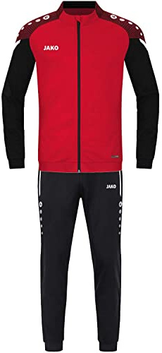 JAKO Herren Trainingsanzug Polyester Performance, Rot/Schwarz, S