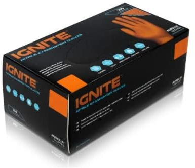 IGNITE STRONG ORANGE NITRILE, POWDER FREE, DISPOSABLE, EXTRA STRONG - BOX OF 100 - UK SELLER (Large)