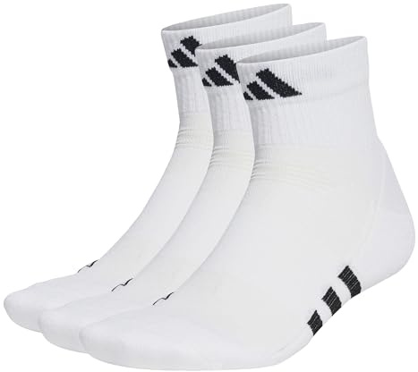 adidas Unisex Performance Cushioned Mid-Cut Socks 3 Pairs, White/White/White, 42-45