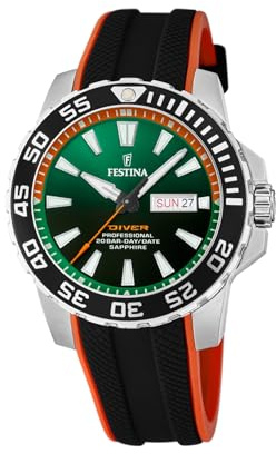 Festina Herren Uhr Analog mit Schwarzem Kautschukarmband - Quarzwerk - Kalender - Saphirglas mit hoher Widerstandsfähigkeit - Wasserdicht bis 20 ATM F20662/2 The Originals