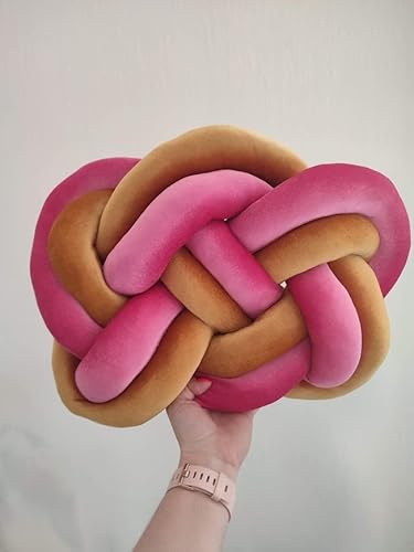 Knot Pillow, Mustard-Pink Pretzel pillow, Modern Knot Pillows, Mustard-Pink Knot Pillow, Knot Cushion, Mustard Flat Pillow, Mustard pillow