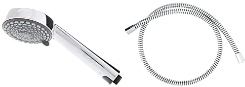 Aqualisa 901506 Harmony Handset/Shower Head, Chrome, Grey & 235019 Shower Hose - 1.25m - Stainless Steel - Chrome