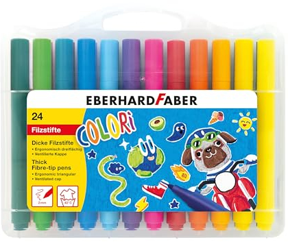 Eberhard Faber 551224 - Filzstifte Set Colori, 24 dicke Malstifte in Kunststoffbox