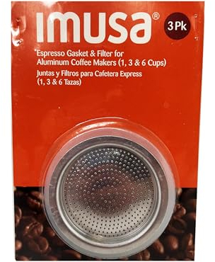 IMUSA USA SP-394 Replacement Gasket and Filter for Aluminum Stovetop Espresso Coffee Makers, 1, 3, 6 Cup