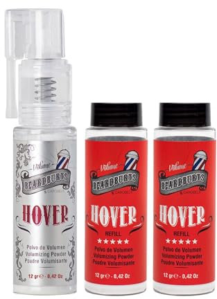 Beardburys Hover Volume Polvere per capelli e confezione da 2 ricariche, Polvere per styling con tenuta forte e finitura opaca con tenuta naturale e flessibile, 12 g ciascuno