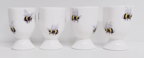 Juego de 4 hueveras de porcelana fina decorada a mano en Reino Unido
