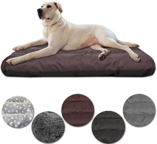 Leanbe Hundebett Hundekissen Hundematratze Ruheplatz Hunde Matratze (Braun Oxford, M:90x60x8cm)