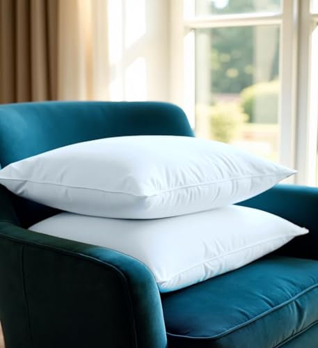4All 1200gsm Goose Feathers Pillow Pair Extra Filling Hypoallergenic Support Hotel Down Pillow for Head & Neck Support Side Sleeper Comfortable Bed Pillow for Side Sleepers (Pack of 2)