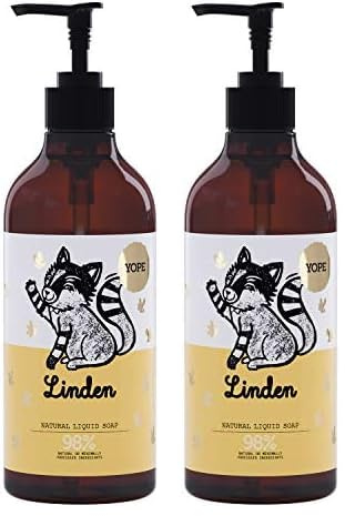 YOPE Jabón Líquido Natural, Para Manos Extremadamente Secas, Vegano, sin Sls Ni Parabenos, Linden, 500 ml (Paquete de 2)