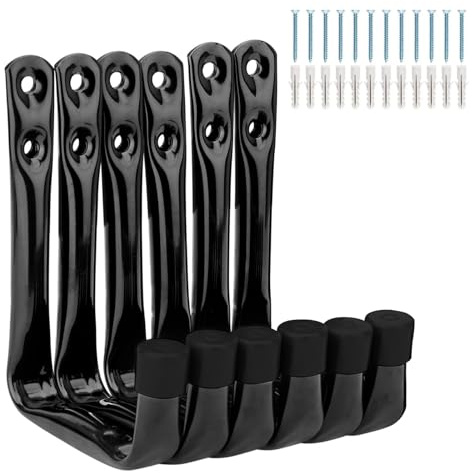 AUSYIWI 6 ganci a forma di J robusti, 11,8 cm x 9 cm, ganci di fissaggio per montaggio a parete, ganci per attrezzi da giardino, garage, staffe da parete in acciaio