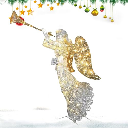 awakentti Luces de ángel para decoración al aire libre, estatua de ángel elegante y creativa a prueba de agua, figuras de ángel iluminadas para estantes, escritorios, mesas y salas de estar (B)
