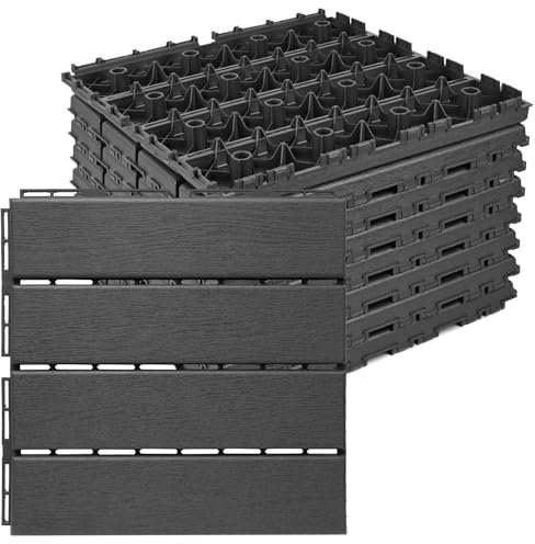 ToLanbbt Piastrelle in plastica ad incastro per terrazza, confezione da 9, 30,5 x 30,5 cm, impermeabili, per interni ed esterni, pavimenti in composito per tutte le stagioni, per patio, veranda,