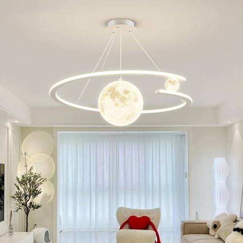 DDYY LED Pendelleuchte Esstisch Hängelampe 72W Ring Pendellampe Mit Fernbedienung weiß Moderne Hängeleuchte höhenverstellbar Hängelampe Für Wohnzimmer Küche Esszimmer Kronleuchte 60CM (weiß)