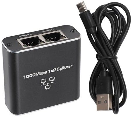 Splitter Ethernet da 1 a 2, Switch di Rete Splitter Gigabit Ethernet da 1 a 2 Interfaccia RJ45 TIPO C da 1000 Mbps Espandi le Porte di Rete Splitter Internet LAN