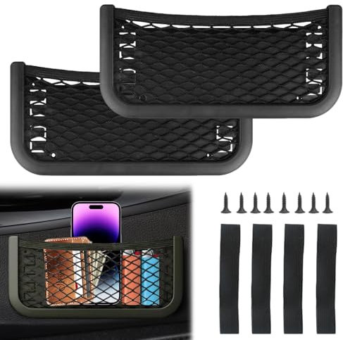 HANIUTTY Red Maletero de Coche, 2 Piezas Bolsa de Red para Maletero Coche Organizador para Almacenamiento Universal Redes de Almacenamiento Autoadhesivo para Caravanas, Camiones y Autocaravanas