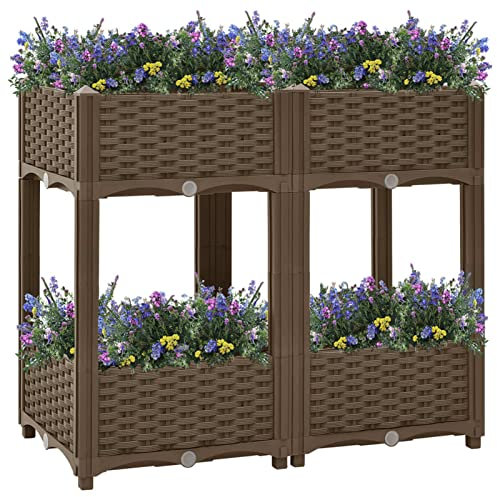 CIADAZ Hochbeet, Palettenrahmen, Hochteich, Gemüsebeet, Kräuterregal Balkon, Blumenbeet, Kräuterspirale, Pflanzhochbeet, Tomatenbeet, 80x40x71 cm Polypropylen