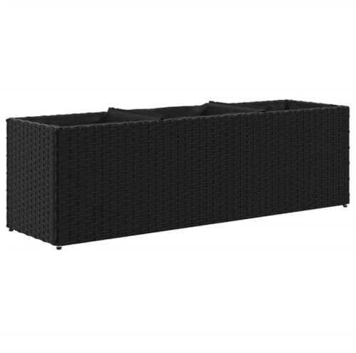 vidaXL Hochbeet mit 3 Fächern Schwarz 105x30x32 cm Poly Rattan