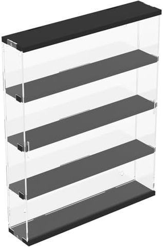 Vetrina Espositiva Espositore da Parete per Collezionismo Miniature, 4 ripiani Teca Plexiglass Trasparente Vetrinetta Soggiorno, 40 x 8,5cm x 50cm