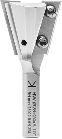 ENT 20398 Wendeplatten-Zinkenfräser HW, Schaft (S) 8 mm, NL 24 mm, D 28 mm, E 15°, SL 30 mm