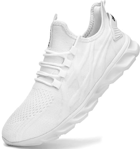 ZDFQLGV Herr sneakers, löparskor, promenadskor, slip-on sportskor, träningsskor, tennisskor, lätta, ventilerande, utomhus, moderiktiga, avslappnade sneakers, A vit, 43 EU