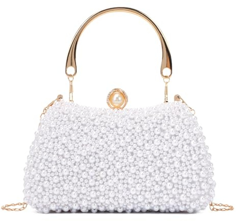 EVEOUT Perlen Clutch Handtaschen für Damen Elegante Perlen Hochzeitstaschen Abendtasche Brauttasche Umhängetasche für Party Abschlussball