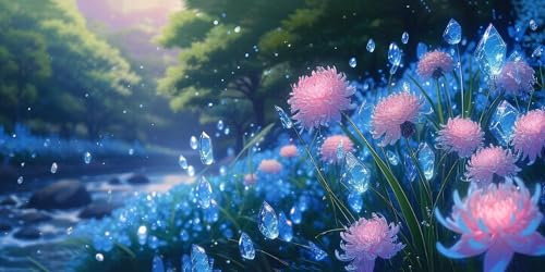 Malen Nach Zahlen Erwachsene Rosa blaue Blume Paint by Numbers Malen Nach Zahlen kinder, XXL DIY Handgemalt Ölgemälde Kit Mit Knitterfreie Leinwand, Pinsels und Acrylfarbe für Home Decor 50x100cm T136