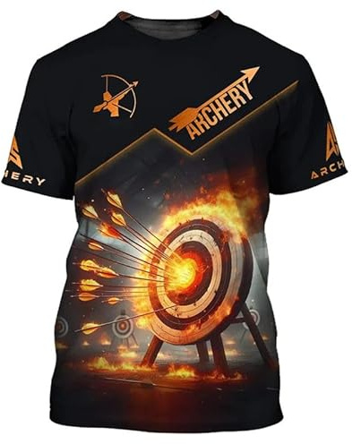 Bogenschießen Thema Sport T-Shirt für Männer Cool 3D gedruckt O Ausschnitt Kurzarm Wettkampf Kleidung Uniformen Mode Trend Pullover Tee Tops, L