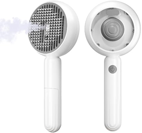BENTFINE Cat Dog Brush with Release Button, Cat Steam Brush for Short or Long Hair, Brushes for Grooming Deshedding, Pet Hair Remover Spray Comb, Furminator for Dogs, Pet Massage Clean Tool -White