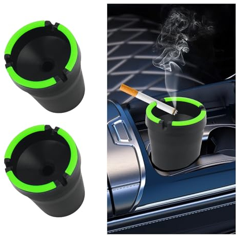 2PCS Cute Ashtray for Car,Multifunctional Car Ashtrays for Cup Holder Smell Proof Cars Trash Can with Grooves to Hold,Portable Smokeless Ashtray Easy to Clean (Black)