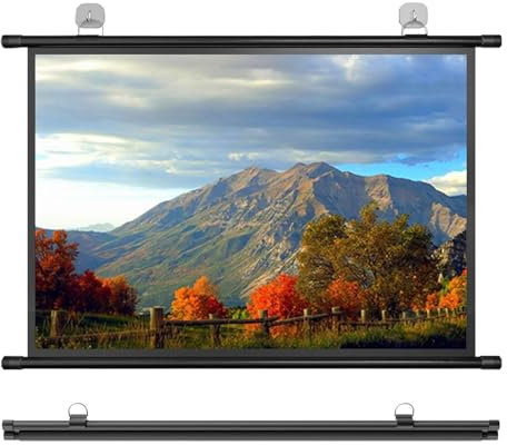 GLETSF Écran De Projection HD À Déroulement Manuel, 30, 40, 50, 60, 72, Portable, pour Home Cinéma, Intérieur Et Extérieur, Formats 4:3 Et 16:9, Montage Mural.-16:09-60