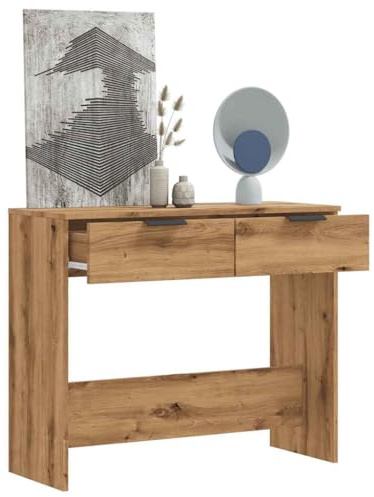 agnixnaf Tavolo Consolle Rovere Artigianale 90x36x75 cm in Truciolato, Consolle con Cassetti, Versatile come Mobile Dietro Divano o Tavolo da Appoggio