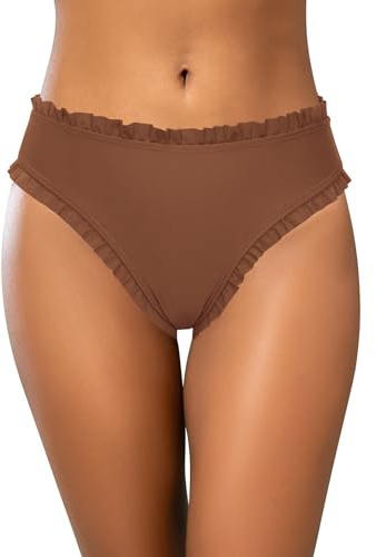 SHEKINI Bikini da donna a vita alta con orlo arricciato, dettagli sexy, elegante, per spiaggia, piscina e sport acquatici