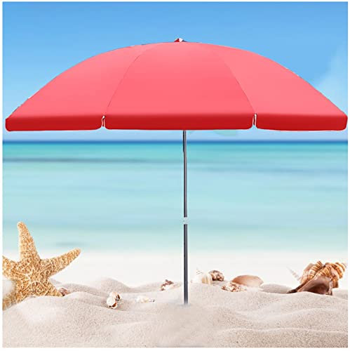 CRBUDY Parasol de terrasse 240 cm, Parasol de Table d'extérieur, Protection UV, imperméable, Fer, 8 Baleines, pour marché Fermier, Balcon, Jardin (Rouge)