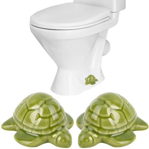 CREATCABIN 2 Lot de Cache Boulons de Toilettes Céramique Motif Tortue Motif Olive Terne Mer Océan Plage Animaux Côtiers Décoration pour Bouton Cuvette pour Maison Salle Bain Toilettes Vis Accessoires