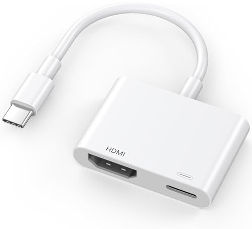 Adattatore USB-C a HDMI certificato Apple MFi per iPhone 15/16 a TV, 4K a 60 Hz e ricarica rapida da 100 W, dongle da Tipo-C a HDMI per iPad Pro, MacBook Air, Galaxy S25/S24 a monitor proiettore HDTV