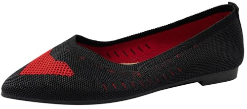 Xbemkste Ballerina-skor för kvinnor, bekväma ballerinaskor, söta balettskor bärbara, sommarskor, lätta, ventilerande, låg kilklack, eleganta skor, svart, 40 EU