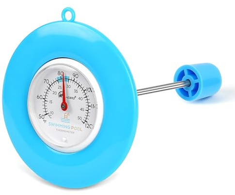 Pool Thermometer Floating Easy Read Blue, 1.68 Inch Display with String for Outdoor & Indoor Swimming Pool/Pond/Hot Tub/Ice Bath/SPA/Aquarium