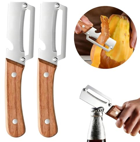 Multifunctional Vegetable Fruit Peeler, Cat Shaped Ergonomic Potato Peeler & Fruit Slicer,Stainless Steel Kitchen Peeling Tool, 2-in-1 Peeler for Carrot, Apple, Kiwi, Orange (Normal(2PCS), One Size)