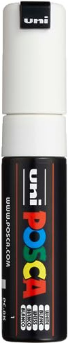 uni-ball 182601 – Marker POSCA mit breiter Keilspitze, PC-8K, weiß, 1 Stück