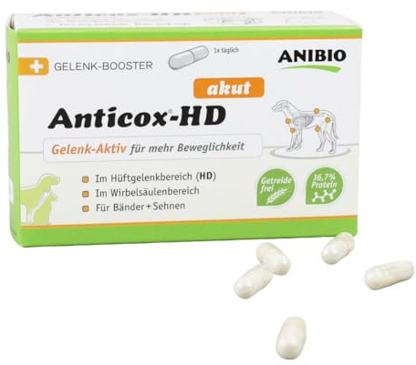Anticox-HD Akut 50 Kapseln Gelenk- & Beweglichkeit Kapseln für Hunde & Katzen – Ergänzungsfuttermittel bei Gelenkproblemen, HD, Arthrose, Bänder & Sehnen –