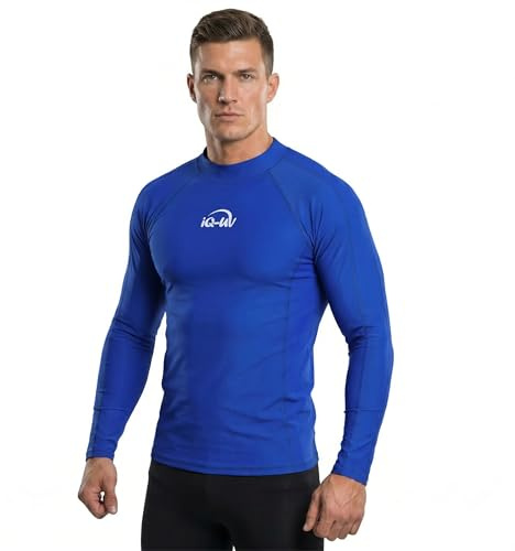 iQ-UV Shirt Langarm Slim Fit Blau M – Rashguard mit Sonnenschutz zum Schwimmen, Surfen & Wassersport – Schwimmshirt – Atmungsaktiv und schnelltrocknend