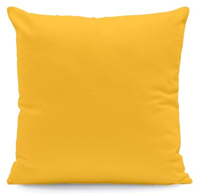 Hans-Textil-Shop Kissenbezug 50x50 cm Gelb Uni – 100% Baumwolle Linon, schadstoffgeprüft, Made in Europe – Kissenhülle mit verdecktem Reißverschluss für Sofa & Deko