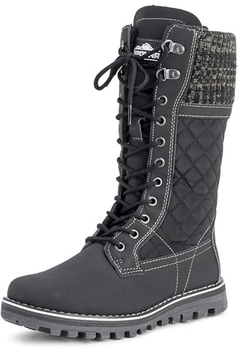 Polar Femmes Neige Durable Thermique Hiver Warm Imperméable Mi-Mollet Bottes - Noir - UK9/EU42 - YC0376