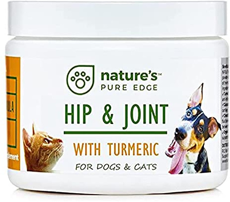 Nature's Pure Edge Glucosamine Powder for Dogs and Cats - Joint Supplement with Chondroitin MSM and Turmeric for Hip and Joint Support - Senior Friendly Formula 170g
